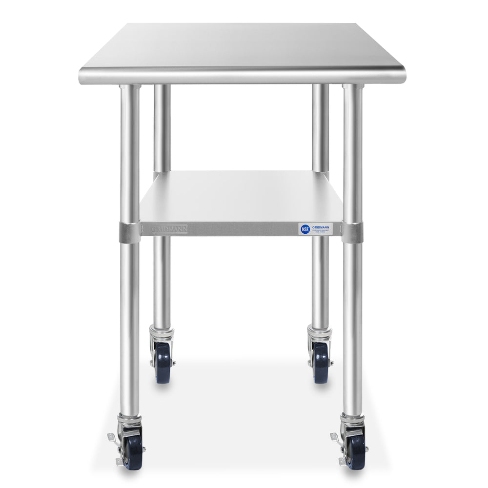 OPEN BOX - 30 x 24 Inch NSF Stainless Steel Prep Table w/ Casters ...