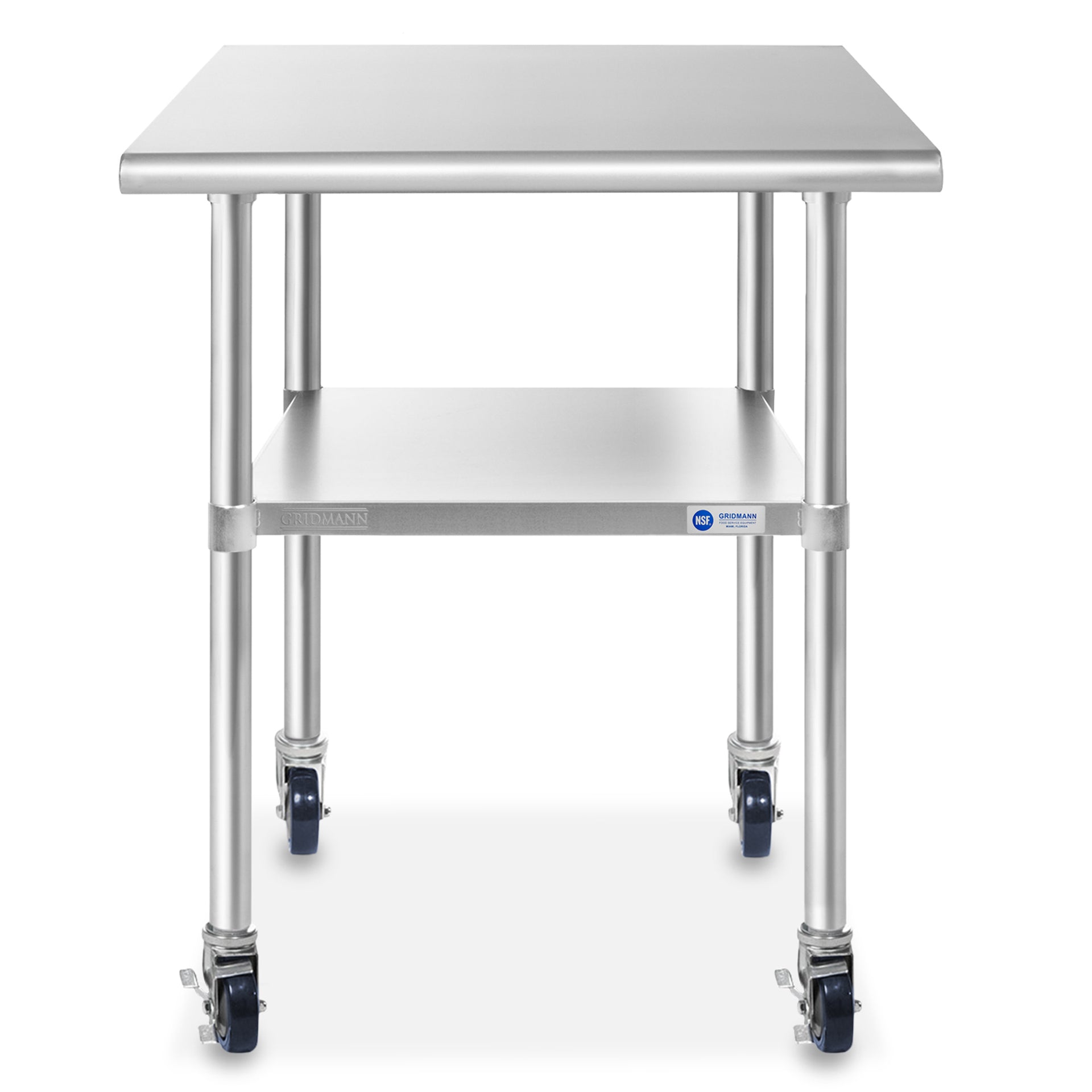 Stainless Steel Prep Tables w/ Undershelf & Casters, NSF Certified