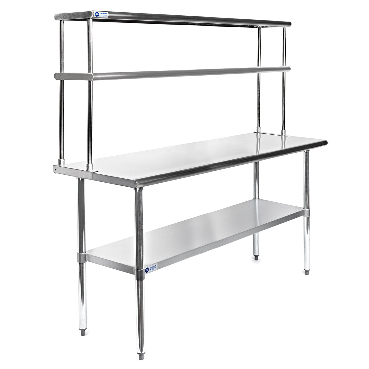 Stainless Steel Prep Tables w/ Double Overshelf, NSF Certified ...