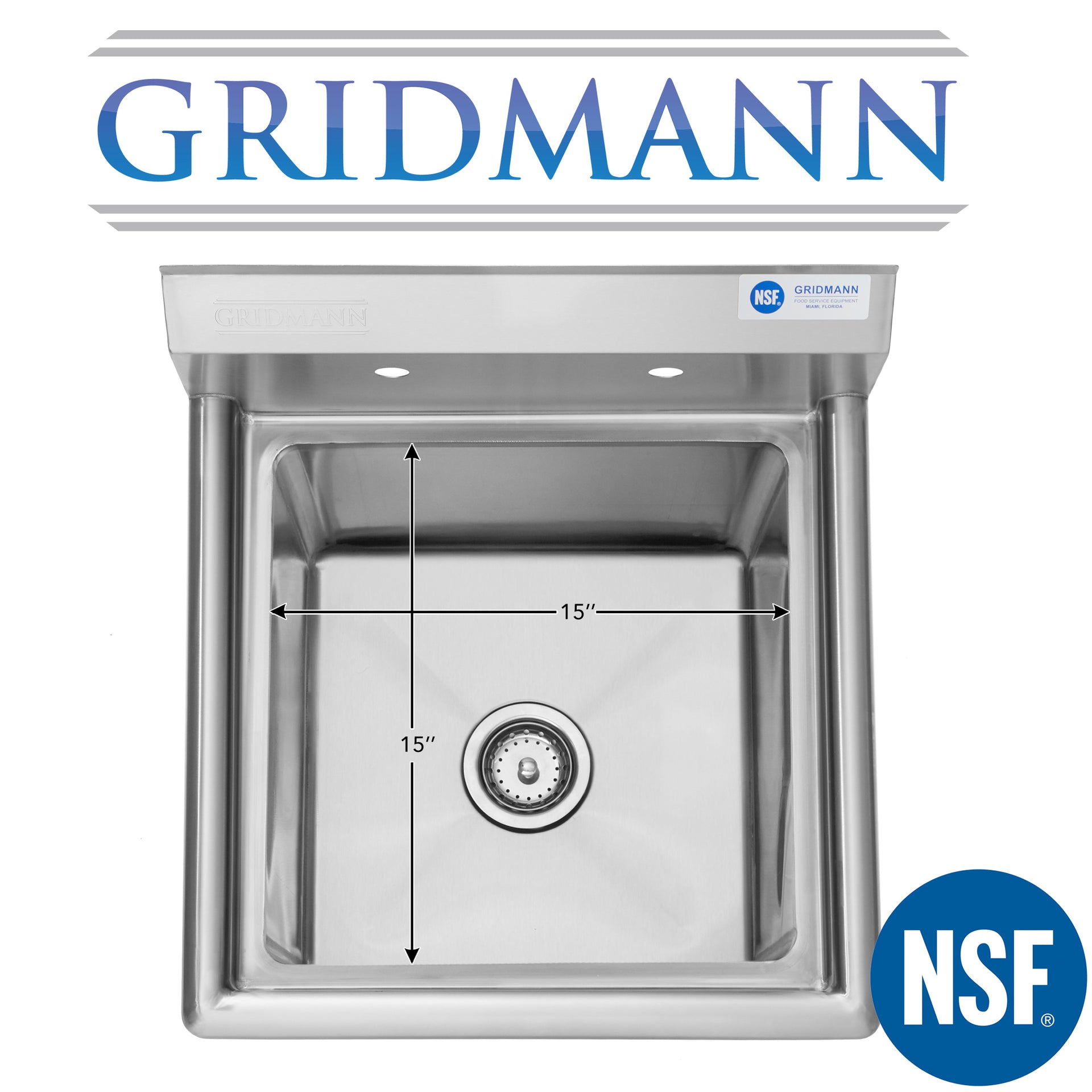 18 Inch Wide NSF Stainless Steel Prep and Utility Sink