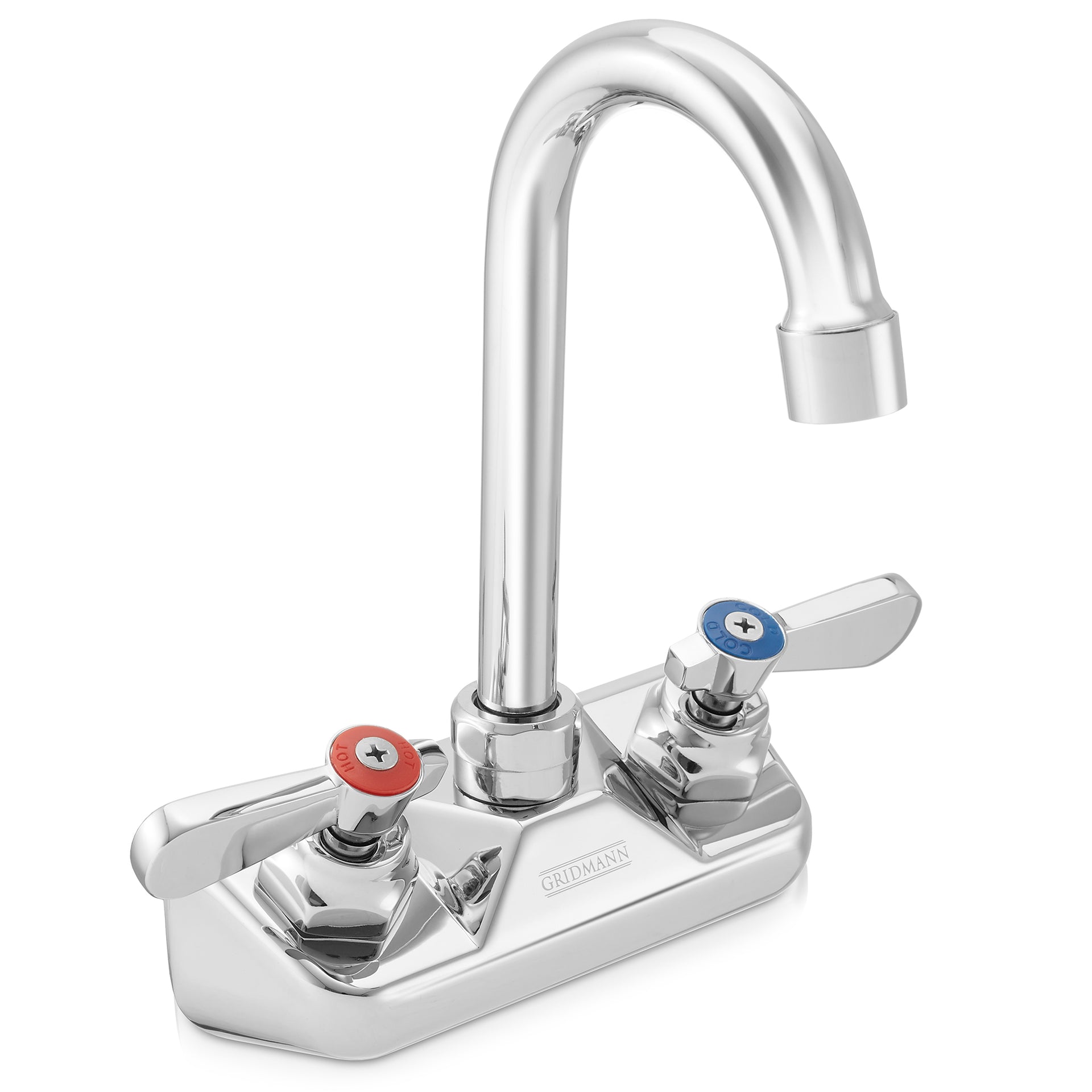 Wall Mount Sink Faucet with 4" Center and 31/2" Swivel Gooseneck Spou