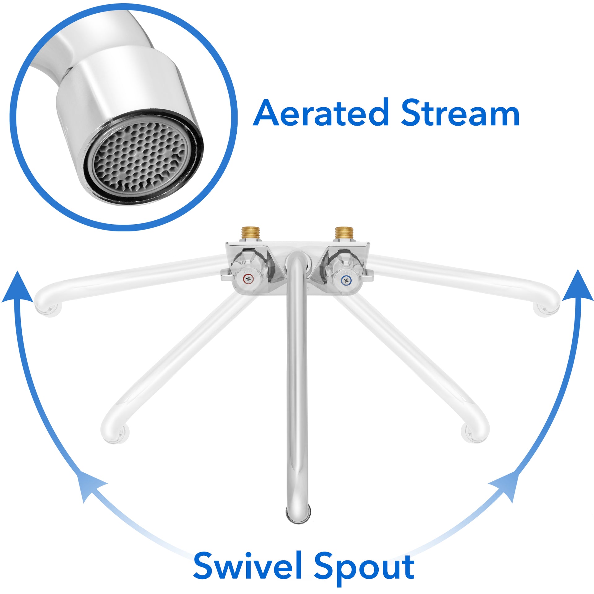 Wall Mount Sink Faucet with 4" Center and 10" Swing Spout