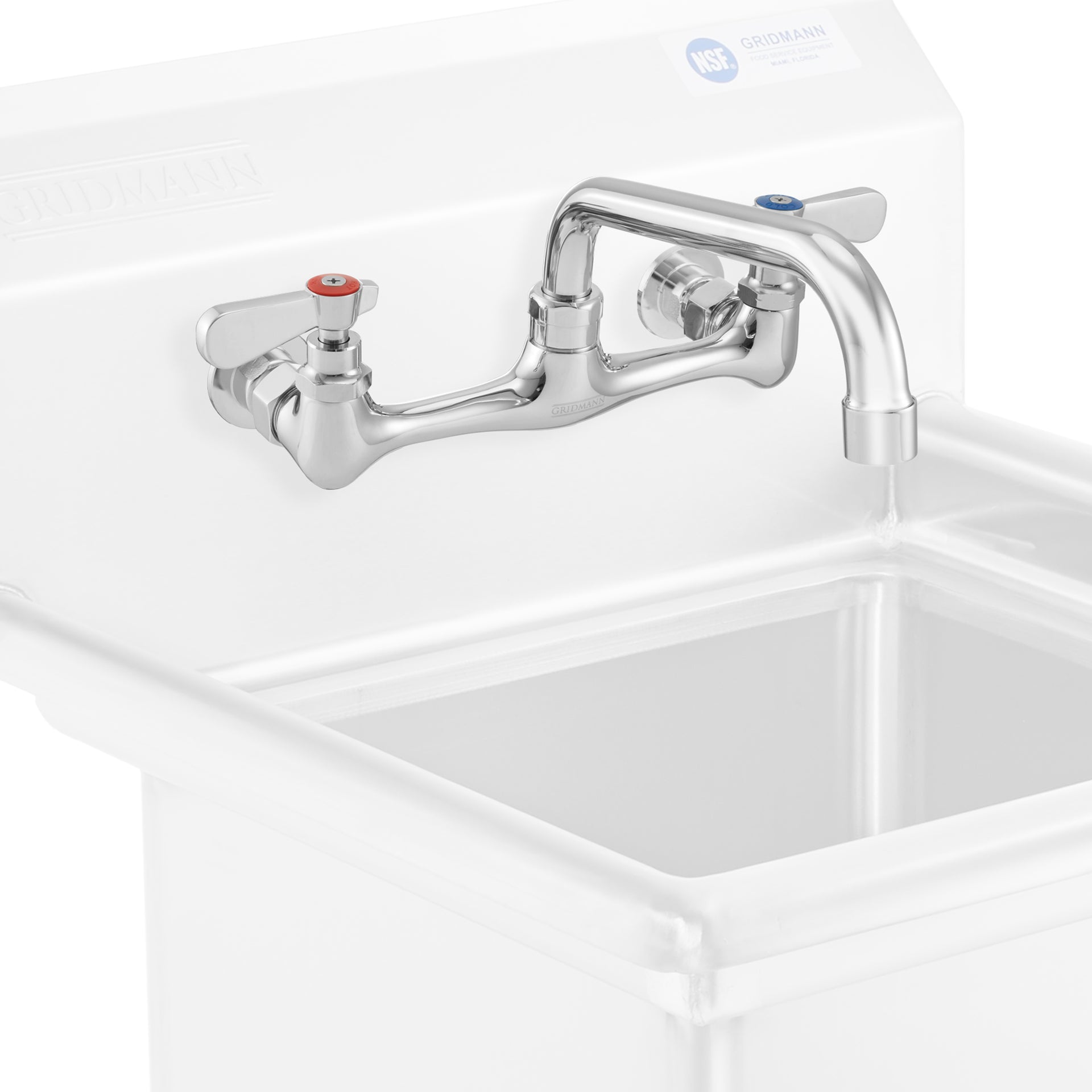 Wall Mount Sink Faucet with 8" Center and 8" Swing Spout