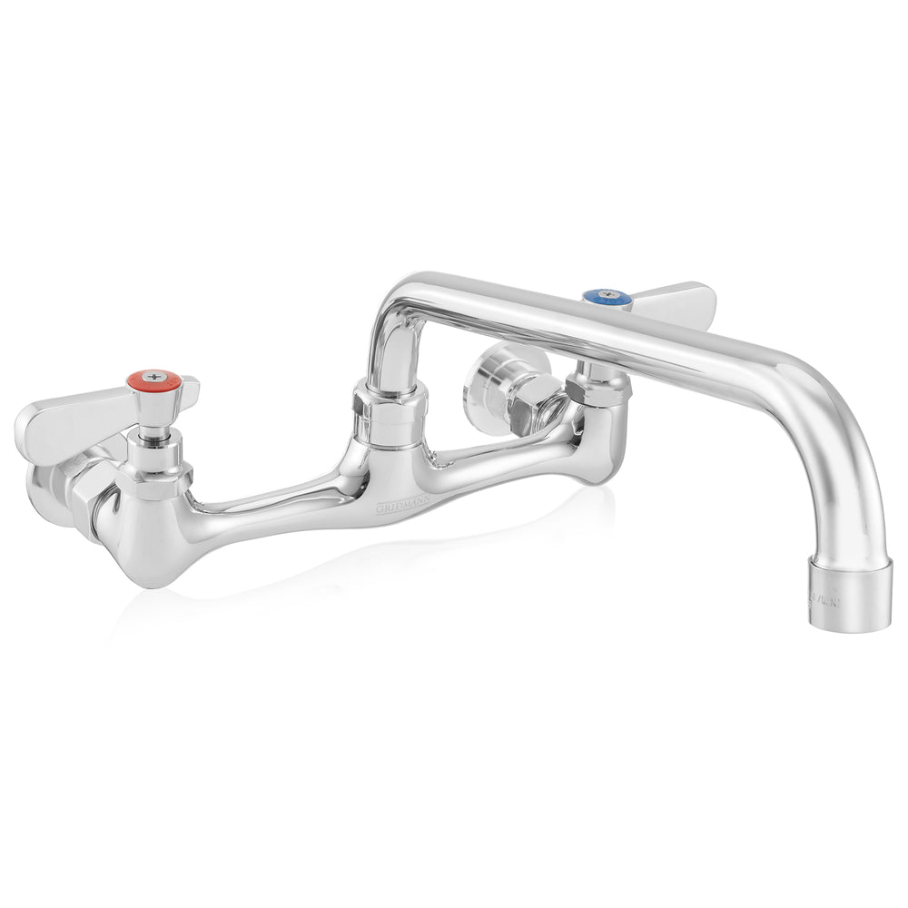Wall Mount Sink Faucet with 8" Center and 12" Swing Spout