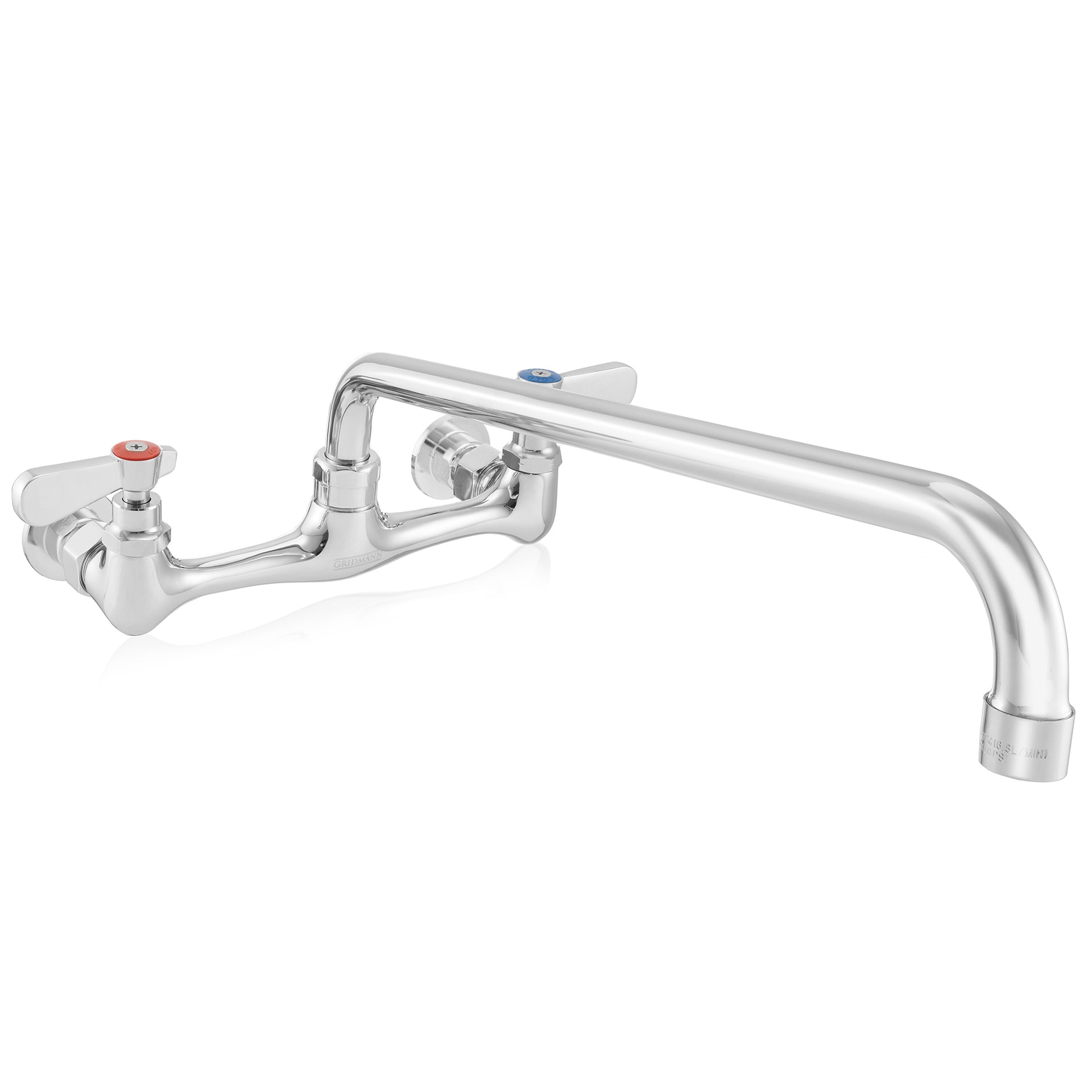 Wall Mount Sink Faucet with 8" Center and 16" Swing Spout